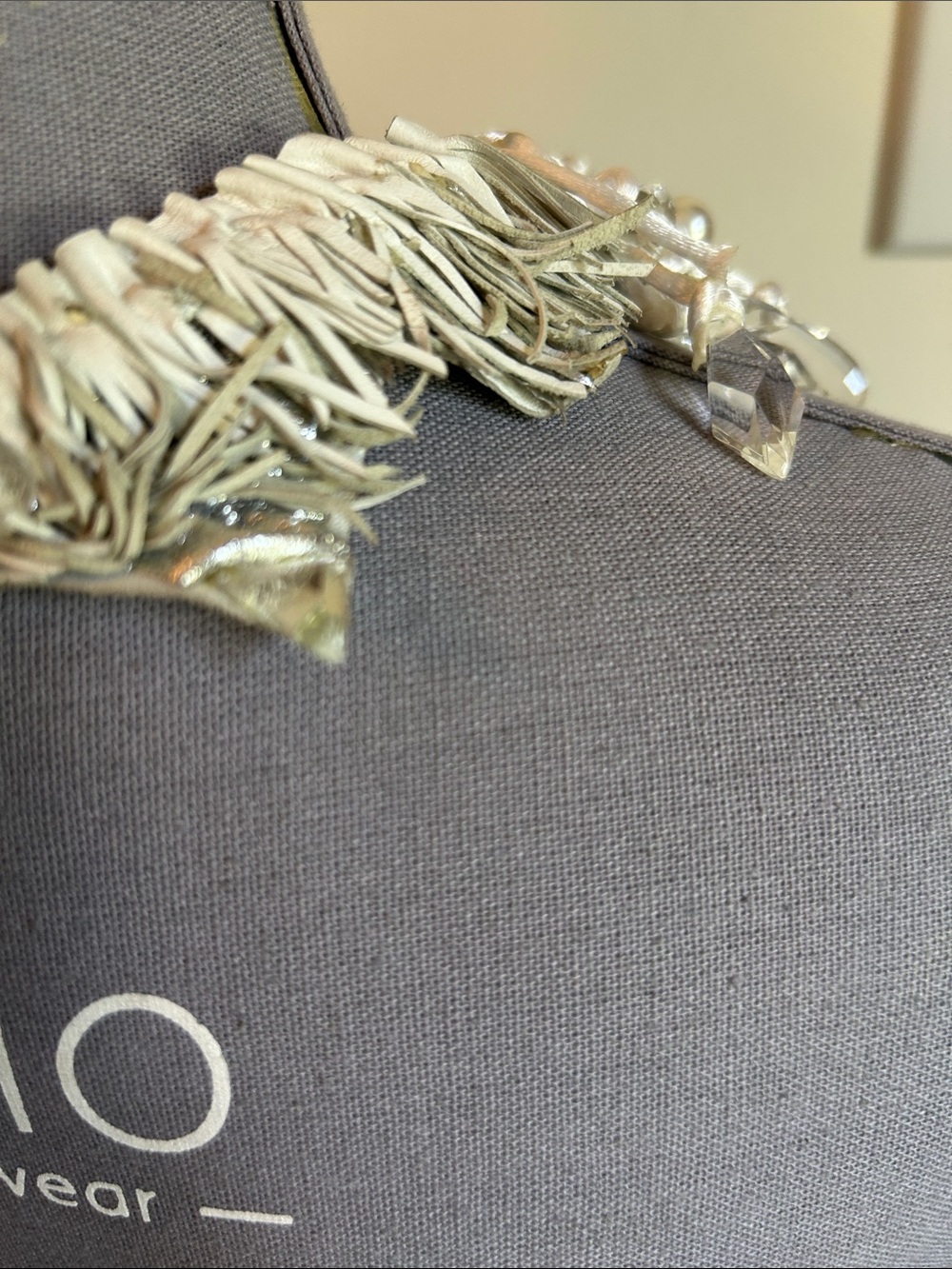 Handcrafted Ivory Statement Necklace with Crystal and Pearl Accents - Picture 12 of 16